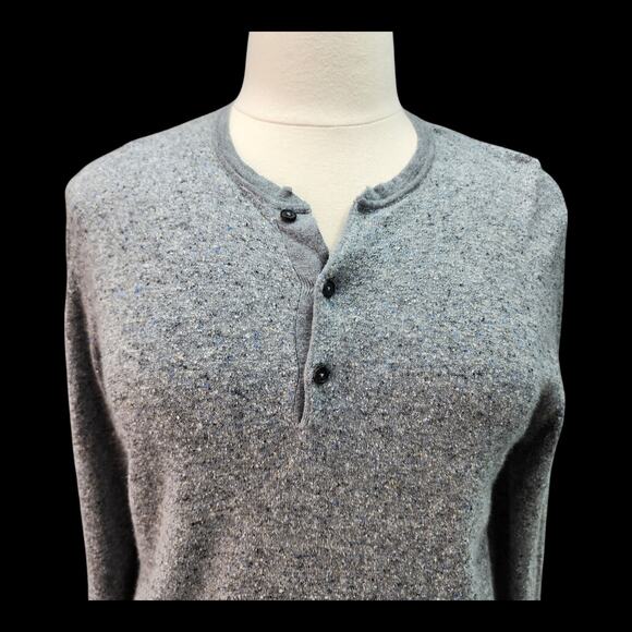 Billy Reid Sweater Mens Large V-Neck Silk Wool Gray Heather Lightweight Italy - Picture 5 of 12